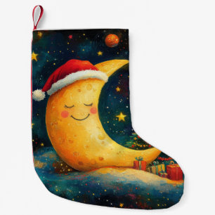 Petite Chaussette De Noël Célébration drôle de la Lune de Noël de la Galaxie