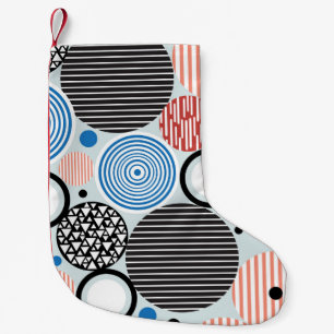 Petite Chaussette De Noël Cercles multicolores, design motif graphique.
