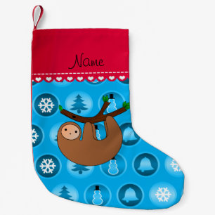 Petite Chaussette De Noël Cercles nommés personnalisés de Noël de bleu de