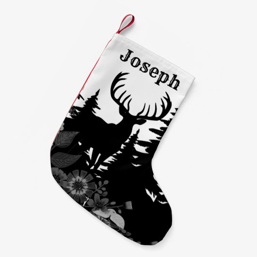 Petite Chaussette De Noël Cerf avec grand rack hors forêt (Devant (Accrochage))