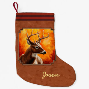 Petite Chaussette De Noël Cerf blanc en automne Brown rouge