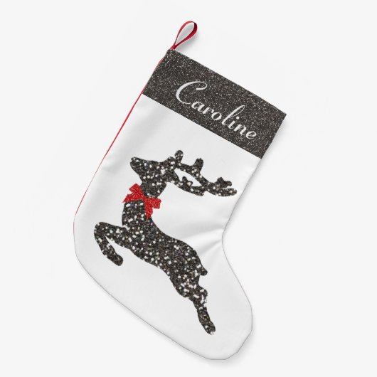 Petite Chaussette De Noël Cerf de Noël en Bow rouge (Devant (Accrochage))