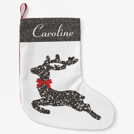 Petite Chaussette De Noël Cerf de Noël en Bow rouge (Devant)