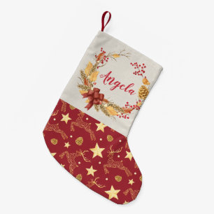 Petite Chaussette De Noël Cerfs communs rustiques naturels personnalisés de