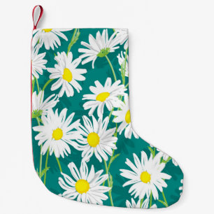 Petite Chaussette De Noël Chamomile Turquoise : Illustration Florale Sans Me