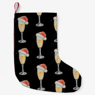 Petite Chaussette De Noël Champagne de Noël Chapeau de Père Noël Boisson Fêt