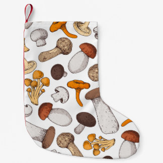 Petite Chaussette De Noël Champignons dessinés à la main : arrière - plan al