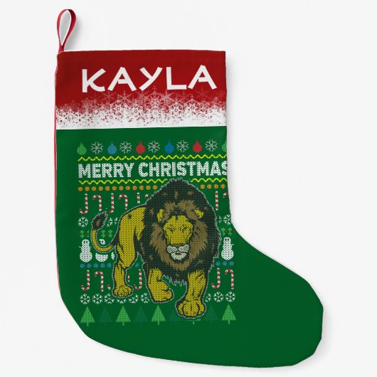 Petite Chaussette De Noël Chandail de Noël Lion laide (Devant)
