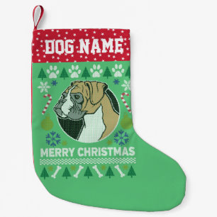 Petite Chaussette De Noël Chandail de Noël moche de Boxer Dog