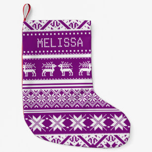 Petite Chaussette De Noël Chandail laid pourpre et blanc de Noël - votre no