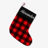 Petite Chaussette De Noël Chandail Red Buffalo Check Motif Nom du pays (Devant (Accrochage))