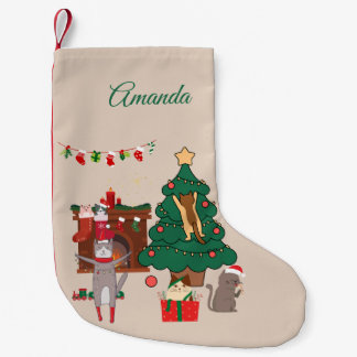 Petite Chaussette De Noël Chaos de chats de Noël