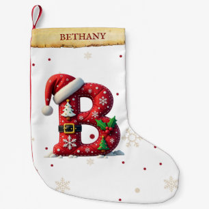 Petite Chaussette De Noël Chapeau de Père Noël Rouge Noël Lettre B Nom