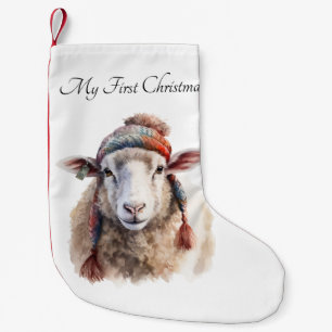 Petite Chaussette De Noël Chapeau d'hiver Mouton de Noël Texte personnalisé