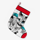 Petite Chaussette De Noël Chat blanc mignon Joyeux Noël (Devant (Accrochage))