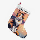 Petite Chaussette De Noël Chat calico (Devant (Accrochage))