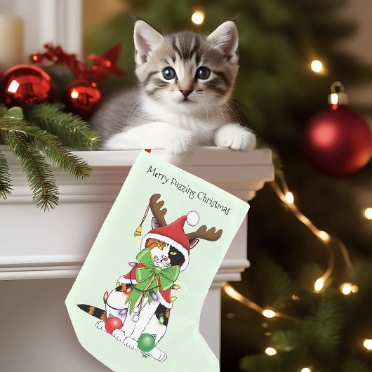 Petite Chaussette De Noël Chat Calico de Noël amusant