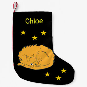 Petite Chaussette De Noël Chat caricature mignonne avec étoiles
