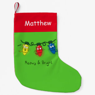 Petite Chaussette De Noël Chat Christmas Meowy et Bright