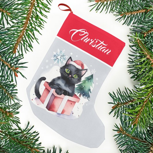 Petite Chaussette De Noël Chat dans une boîte cadeaux de Noël chatons