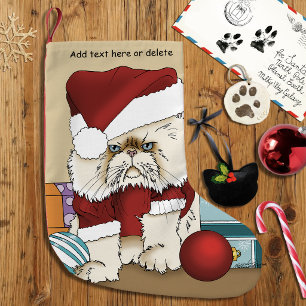Petite Chaussette De Noël Chat de Noël grincheux Santa drôle de vacances
