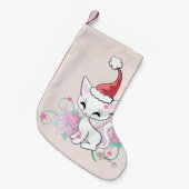 Petite Chaussette De Noël Chat de Père Noël (Devant (Accrochage))