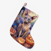 Petite Chaussette De Noël Chat d'Halloween Abyssinian avec la peur Citrouill (Devant (Accrochage))