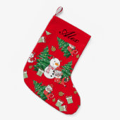 PETITE CHAUSSETTE DE NOËL CHAT DOUX AVEC SNOWMAN PERSONNALISÉ (Devant (Accrochage))