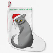 Petite Chaussette De Noël Chat gris de Noël amusant (Devant)