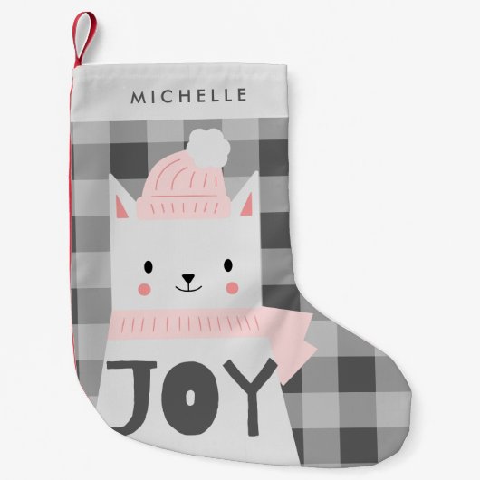Petite Chaussette De Noël Chat, joie, hiver, personnalisé (Devant)