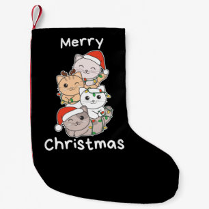 Petite Chaussette De Noël Chat Noël Arbre Noël Animaux Chats