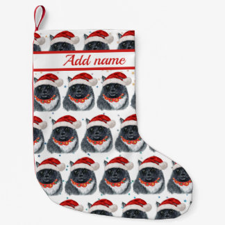 Petite Chaussette De Noël Chat noir et blanc aquarelle chapeau de Père Noël 