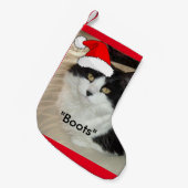 Petite Chaussette De Noël Chat noir et blanc de Noël (Devant (Accrochage))