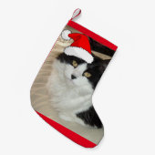 Petite Chaussette De Noël Chat noir et blanc de Noël (Devant (Accrochage))