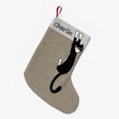 Petite Chaussette De Noël Chat noir et blanc | Funny Tuxedo Cat Holiday (Devant (Accrochage))