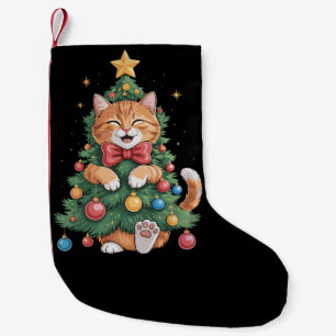 Petite Chaussette De Noël Chat orange gingembre arbre de Noël mignon Noël 