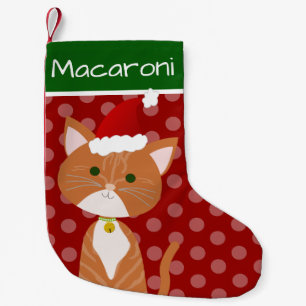 Petite Chaussette De Noël Chat orange Santa