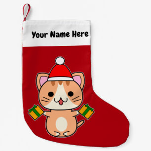 Petite Chaussette De Noël Chat roux de Noël