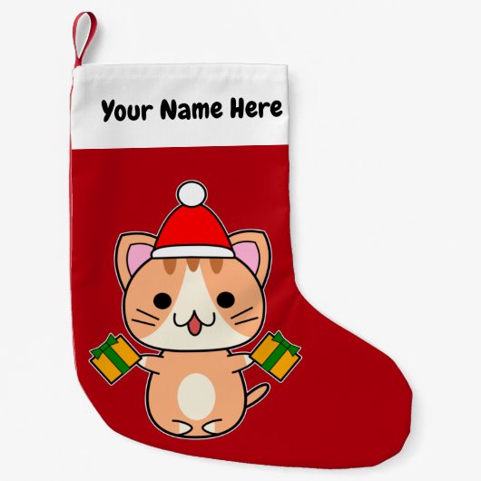 Petite Chaussette De Noël Chat roux de Noël (Devant)