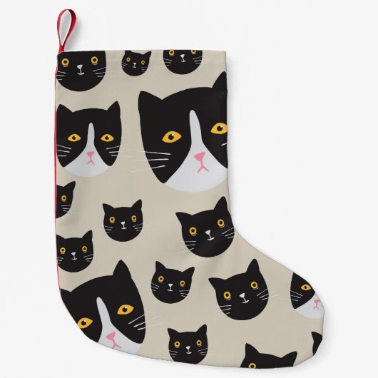 Petite Chaussette De Noël Chat sans couture, Illustration Motif Whimsical. (Devant)