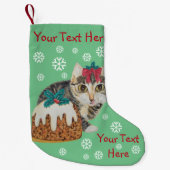 Petite Chaussette De Noël chat tigré gris de chaton mignon léchant Noël de (Devant)