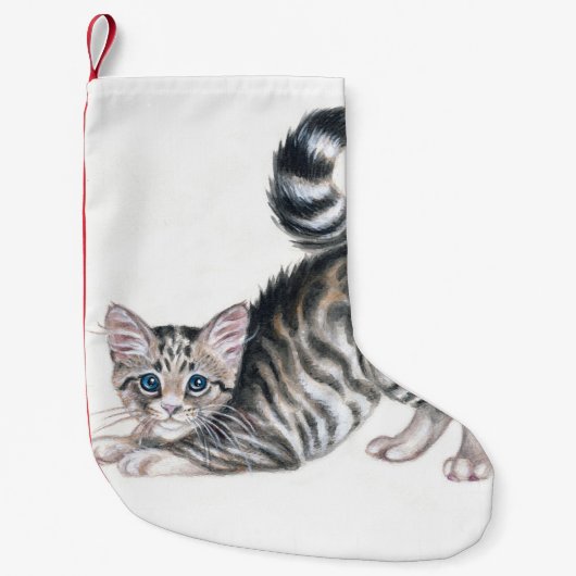 Petite Chaussette De Noël chaton de yoga (Devant)