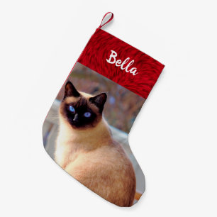 Petite Chaussette De Noël Chaton siamois de nom d'animal domestique de photo