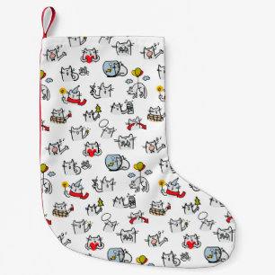 Petite Chaussette De Noël Chats amusants, lait et magie.