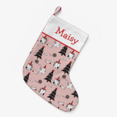 Petite Chaussette De Noël Chats amusants rose et blanc (Devant (Accrochage))