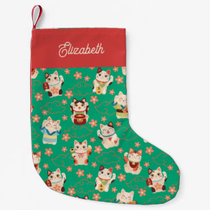 Petite Chaussette De Noël Chats chanceux Maneki Neko Personnalisés