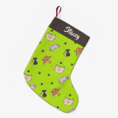 Petite Chaussette De Noël Chats mignons en vert (Devant (Accrochage))