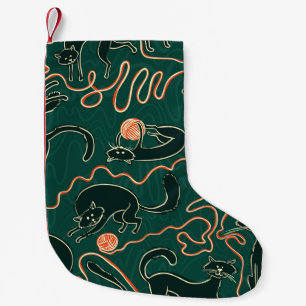 Petite Chaussette De Noël Chats Vintages : Doodle Motif transparent