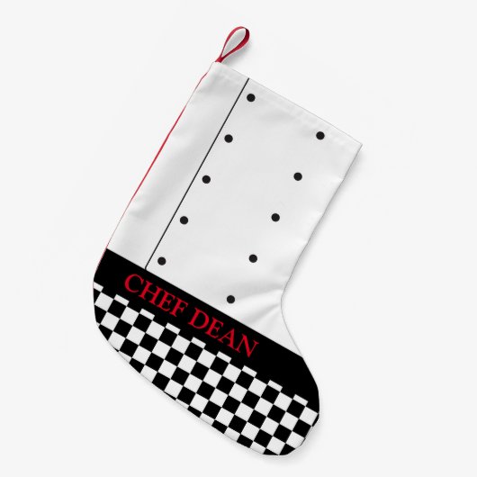 Petite Chaussette De Noël Chef cool Tunic et Pantalon À damiers (Devant (Accrochage))