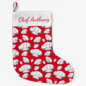 Petite Chaussette De Noël Chef Festif Casquette Rouge et Blanc Chef Uniforme (Devant)